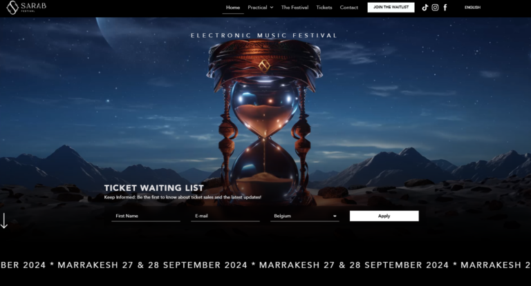 Screenshot du site web : Sarab Festival